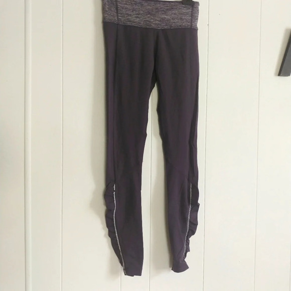 Lululemon Speed Tight Full Ankle Length Ruched Leg Pants Ruffled Sz. 6 Gray - Picture 1 of 10